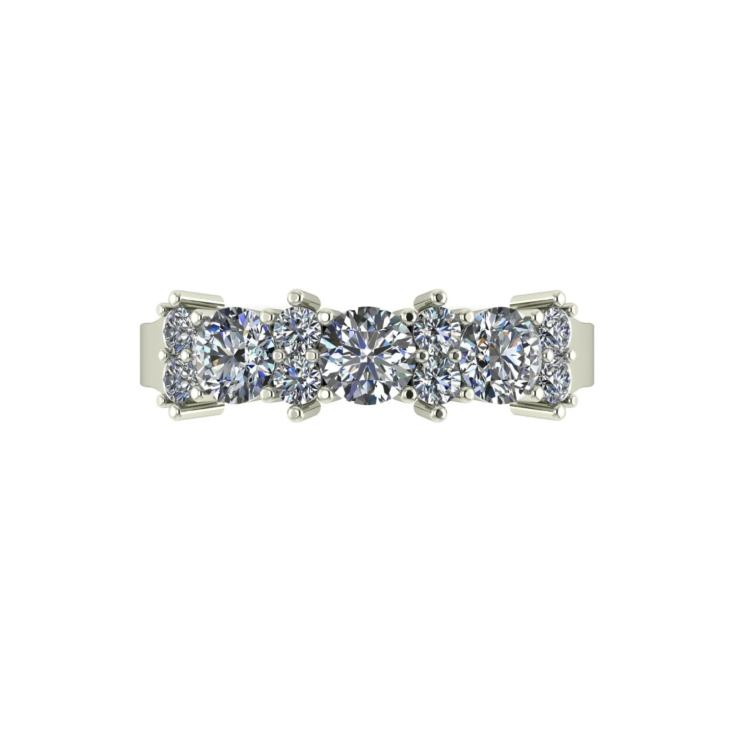 1.00ct (3x 4.0mm & 8x 2.0mm) Round Moissanite Set Eternity Ring
