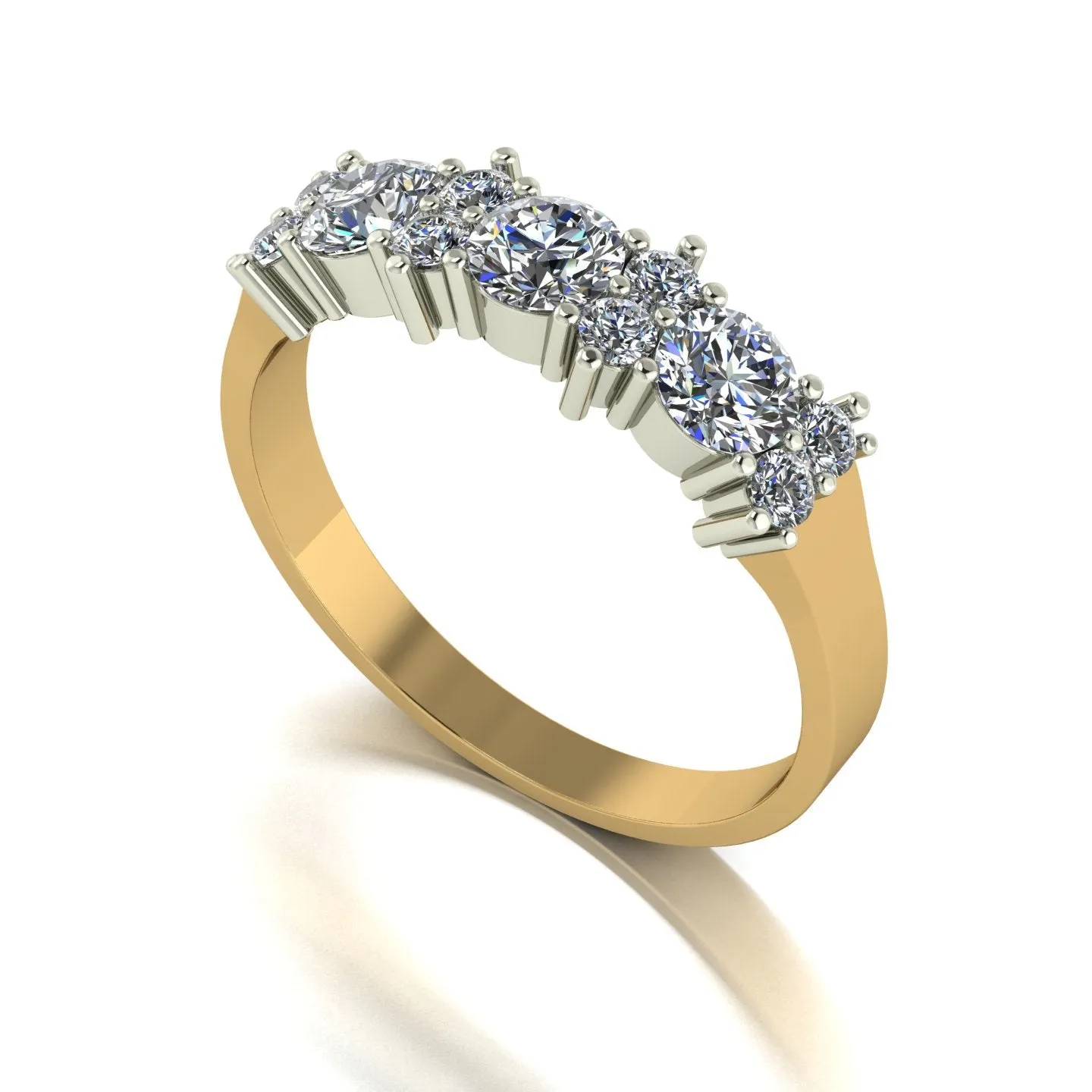 1.00ct (3x 4.0mm & 8x 2.0mm) Round Moissanite Set Eternity Ring