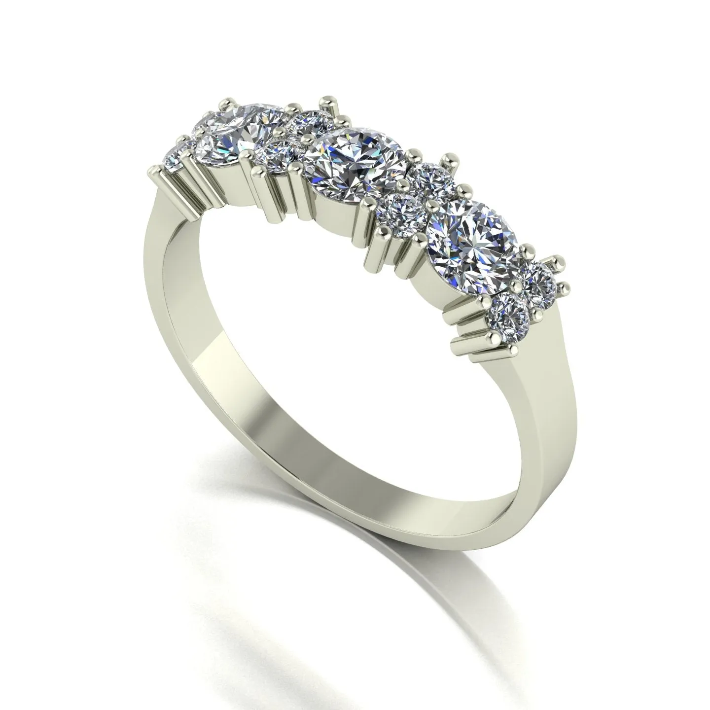 1.00ct (3x 4.0mm & 8x 2.0mm) Round Moissanite Set Eternity Ring