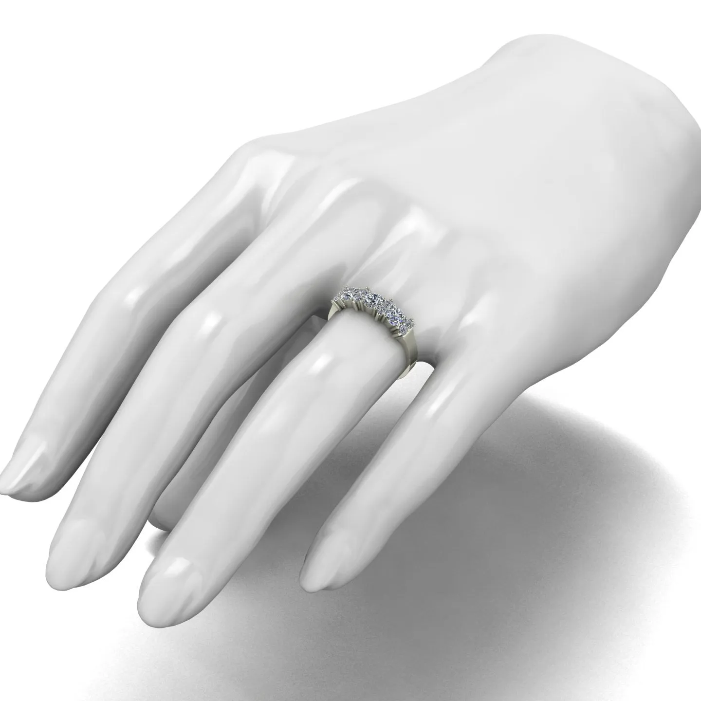 1.00ct (3x 4.0mm & 8x 2.0mm) Round Moissanite Set Eternity Ring