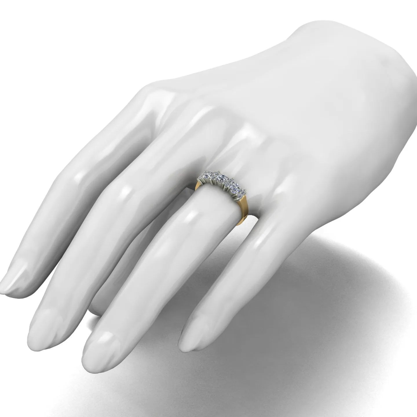 1.00ct (3x 4.0mm & 8x 2.0mm) Round Moissanite Set Eternity Ring