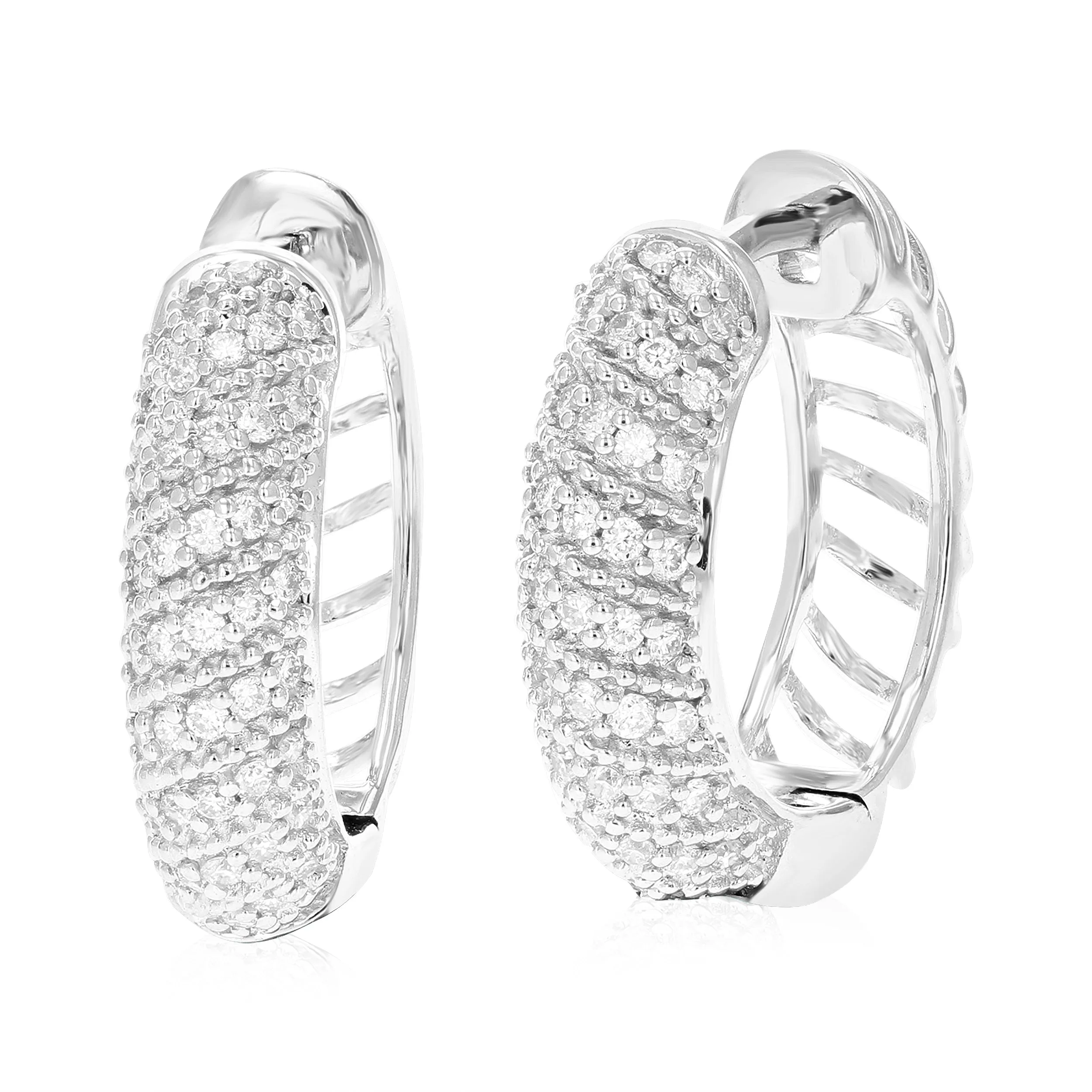 1/3 cttw Lab Grown Diamond Round Hoop Earrings in Sterling Silver