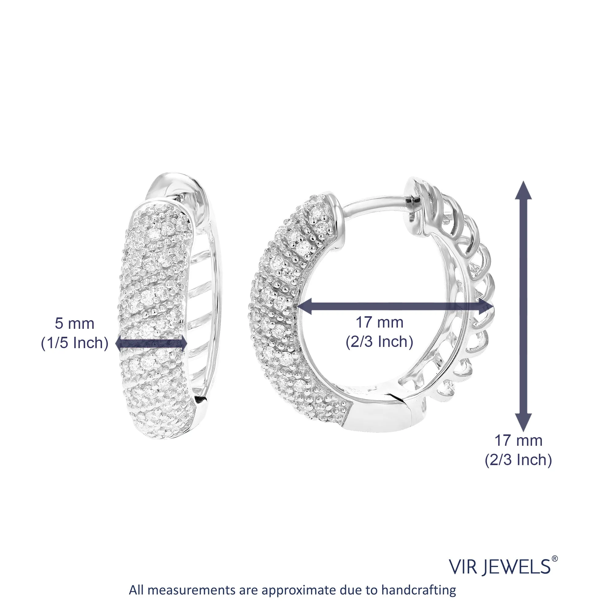 1/3 cttw Lab Grown Diamond Round Hoop Earrings in Sterling Silver