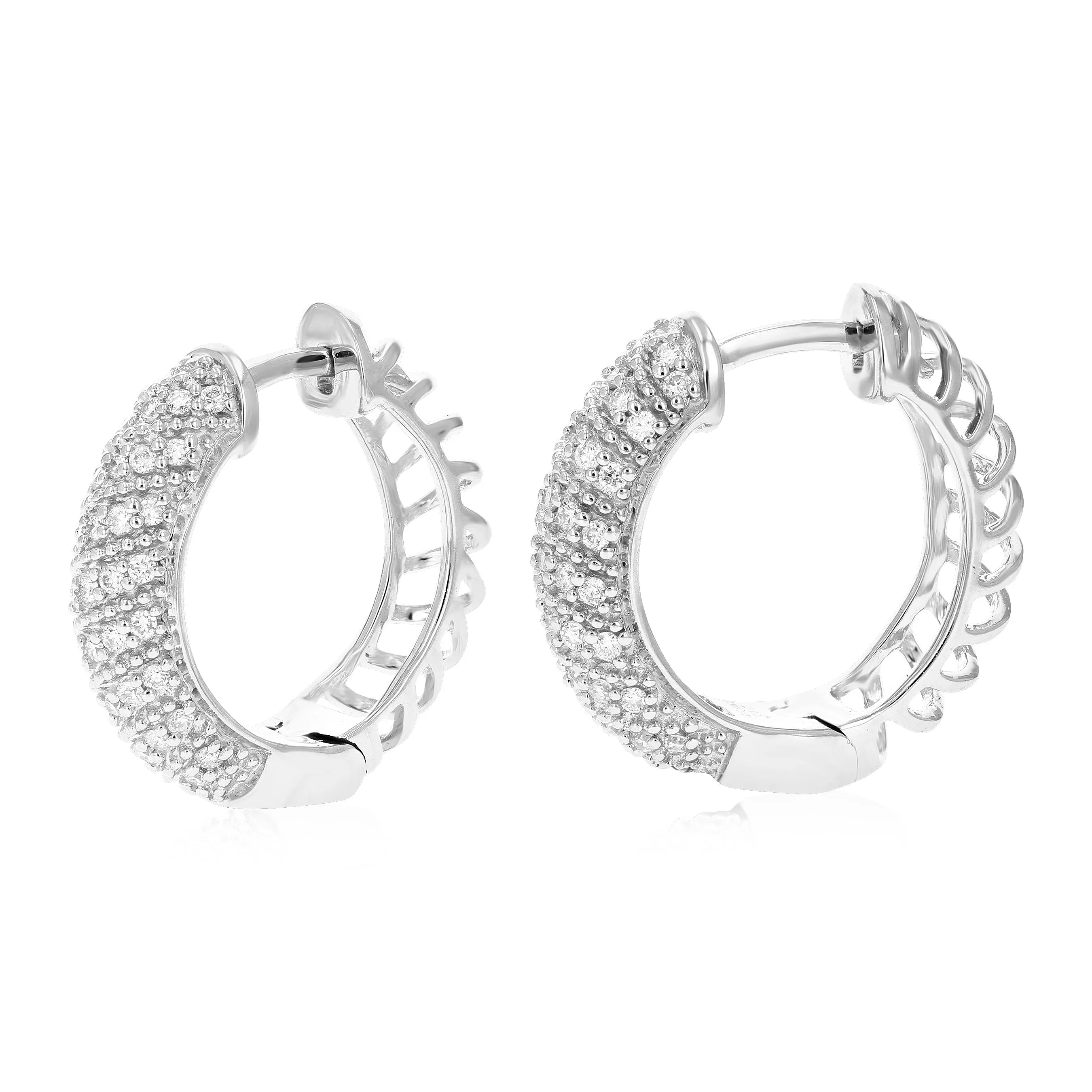 1/3 cttw Lab Grown Diamond Round Hoop Earrings in Sterling Silver