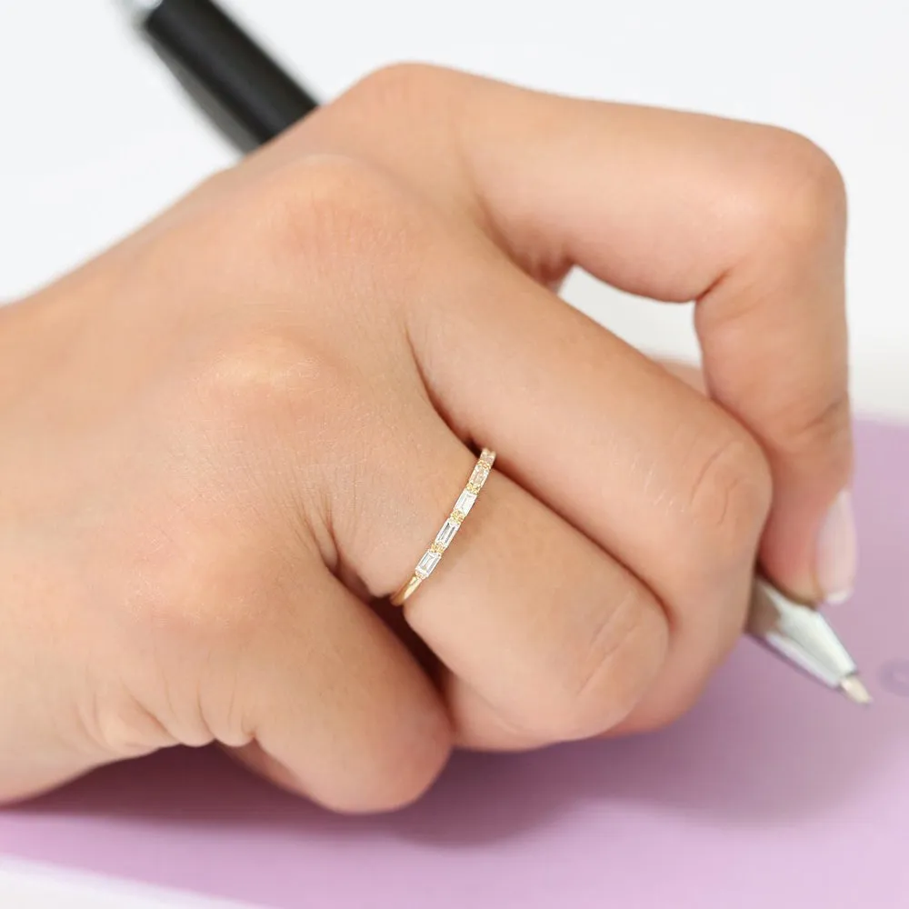 14K Gold Baguette Diamond Wedding Ring