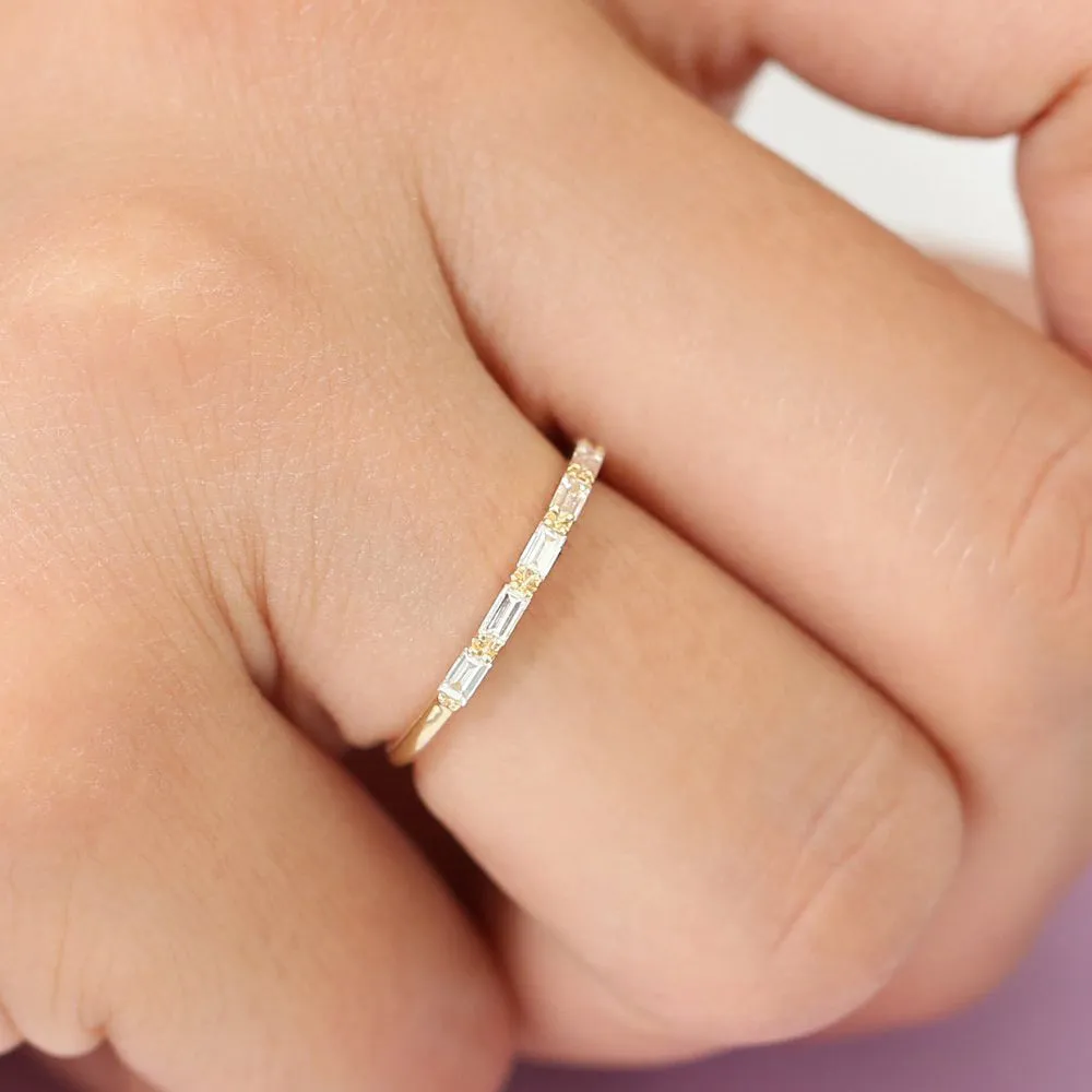 14K Gold Baguette Diamond Wedding Ring