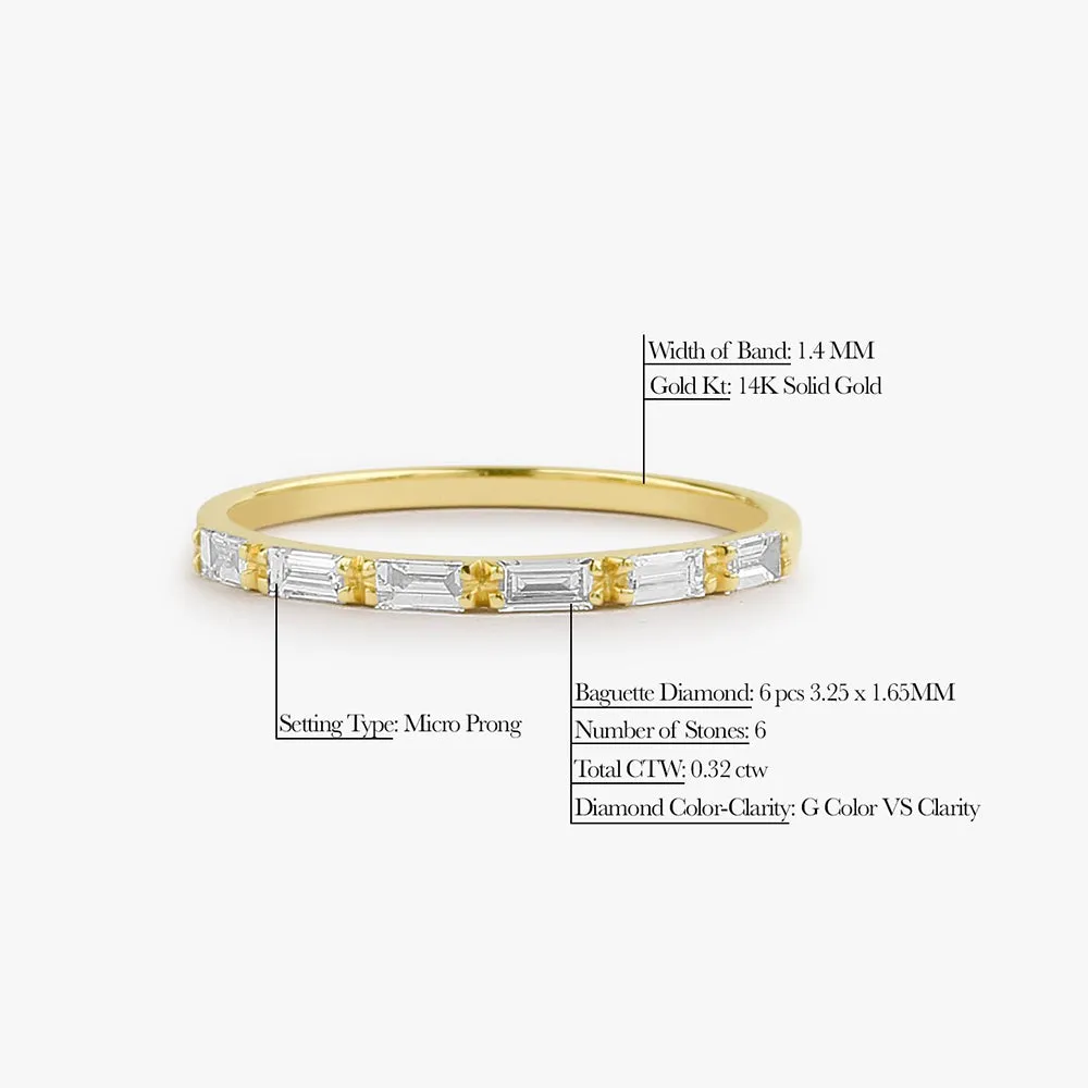 14K Gold Baguette Diamond Wedding Ring