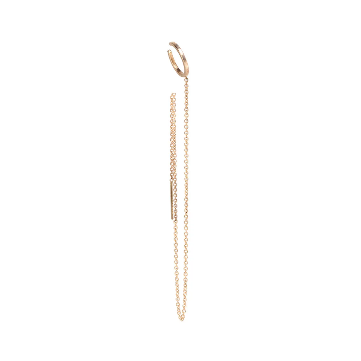 14k Gold Ear Cuff & Long Chain Threader