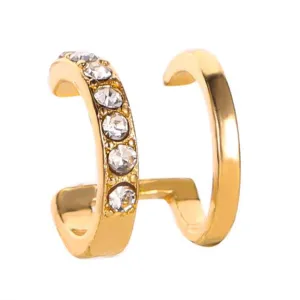 14K Gold Plated Cuff Earrings with crystals from Swarovski
