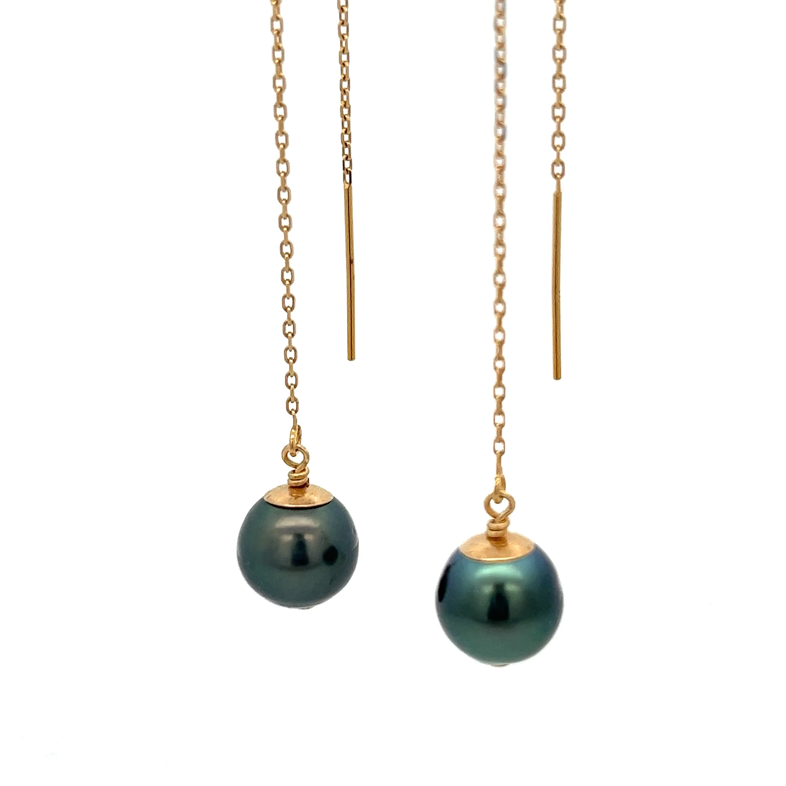 14K van luna - classic tahitian pearl threaders