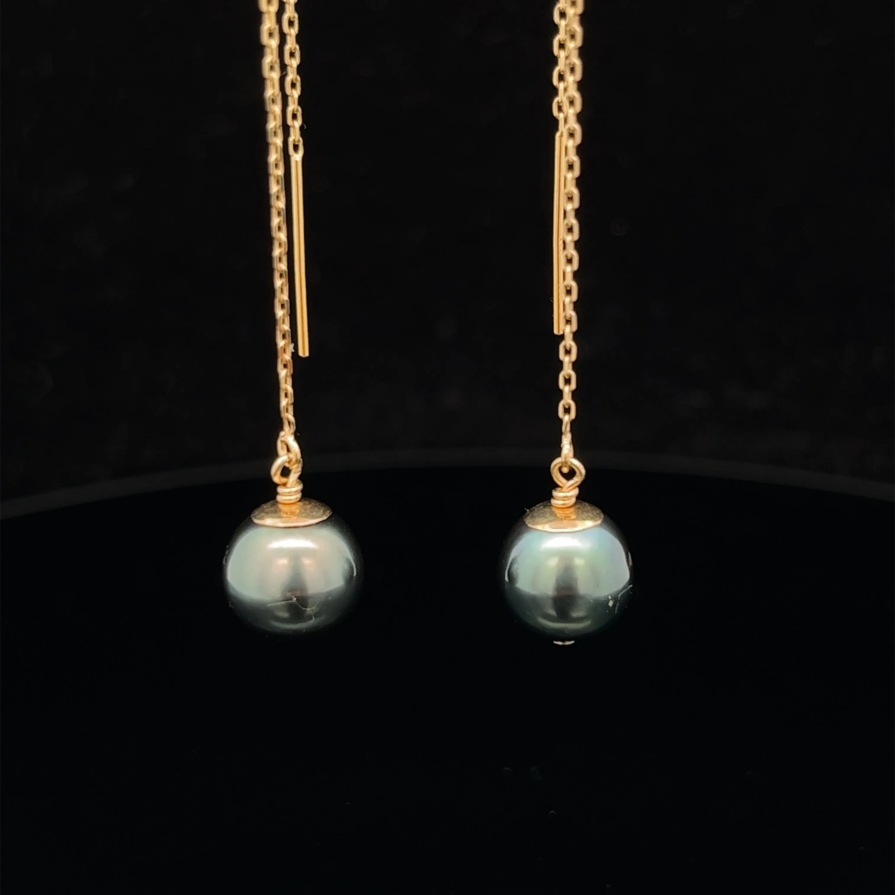 14K van luna - classic tahitian pearl threaders