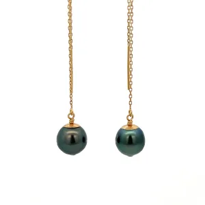 14K van luna - classic tahitian pearl threaders