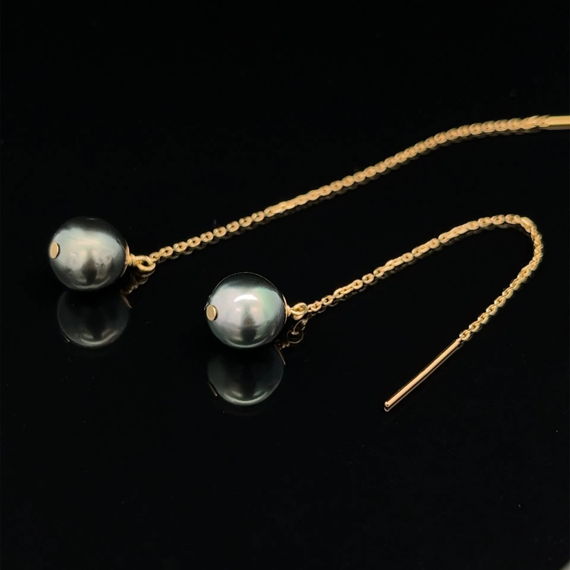 14K van luna - classic tahitian pearl threaders
