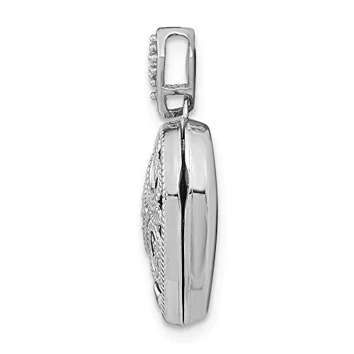 14k White Gold 15mm Diamond Heart Photo Pendant Charm Locket Chain Necklace That Holds Pictures Fine Jewelry For Women Gifts For Her