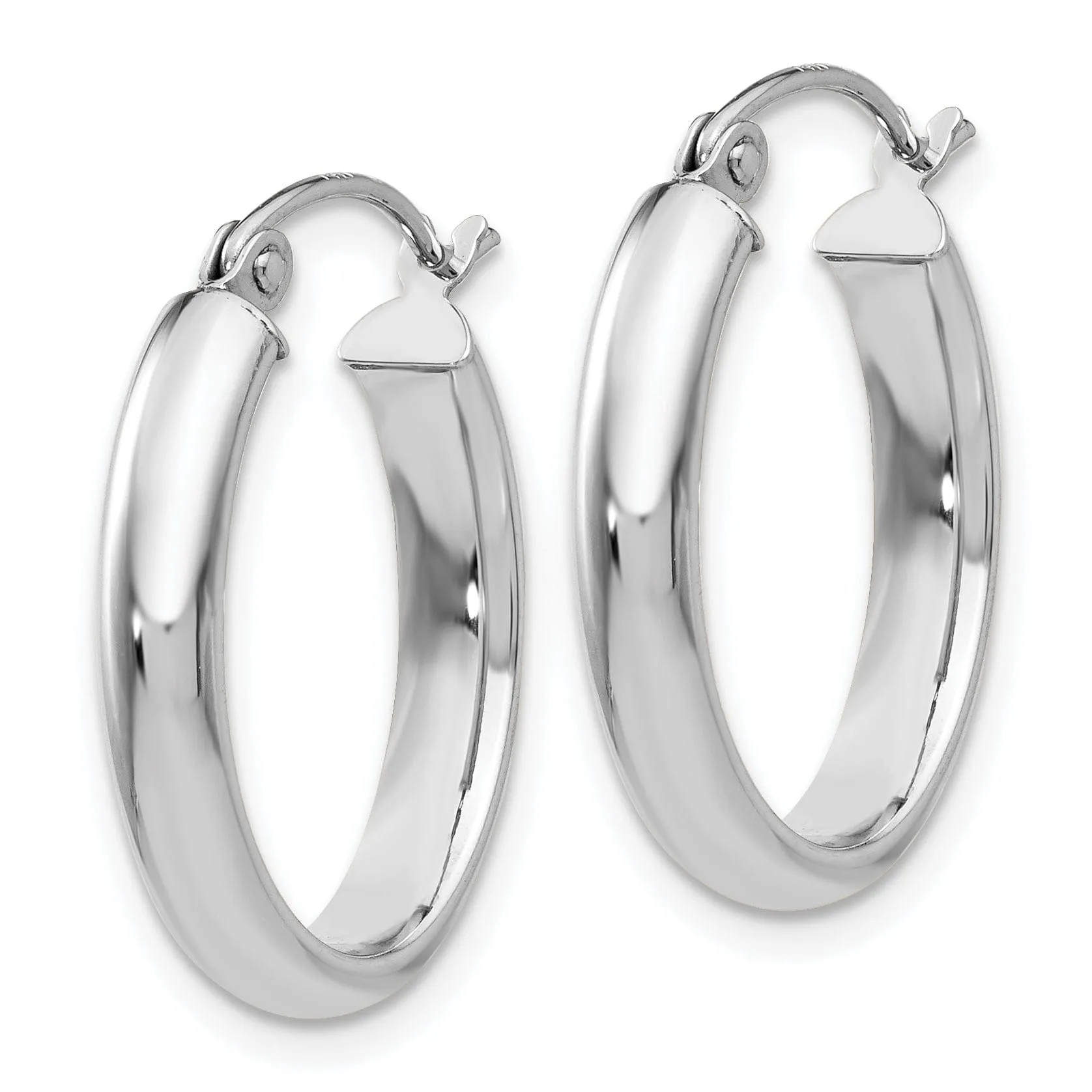 14k White Gold 3.75MM Oval Tube Hoop Earrings