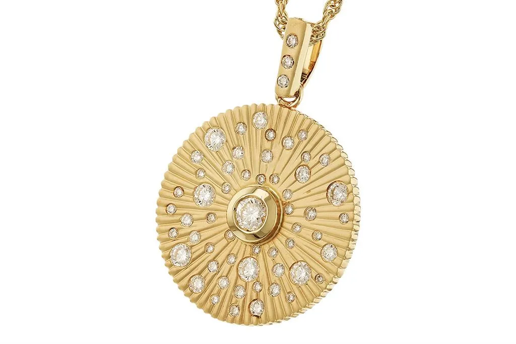 14K Yellow Gold 0.73ctw Diamond Constellation Drop Necklace
