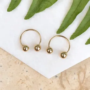 14KT Yellow Gold Shiny Ball Half Hoop Earrings