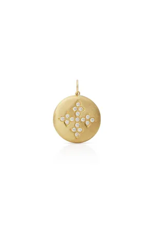 14KY Brushed Locket With Diamond Cross