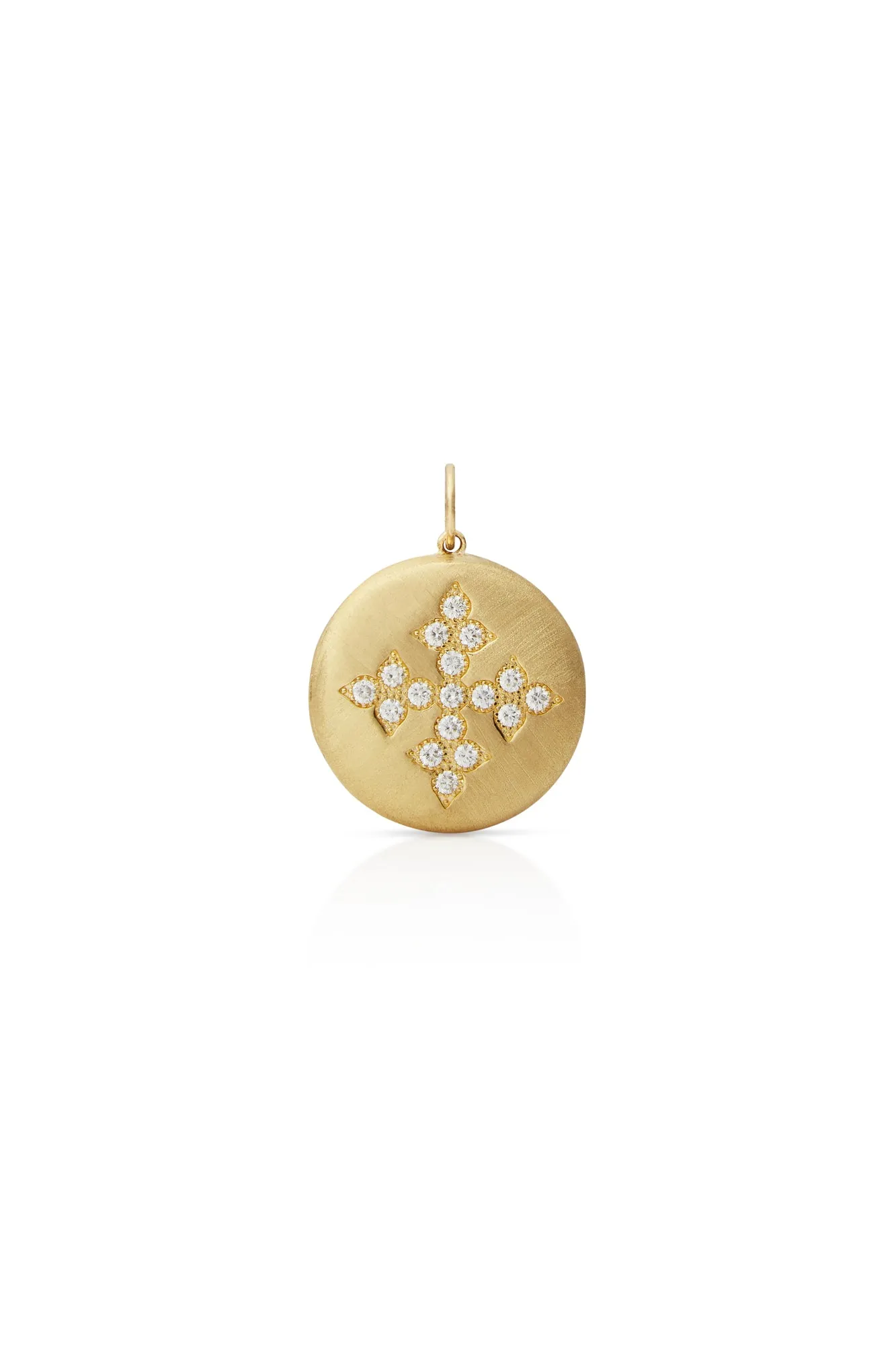 14KY Brushed Locket With Diamond Cross