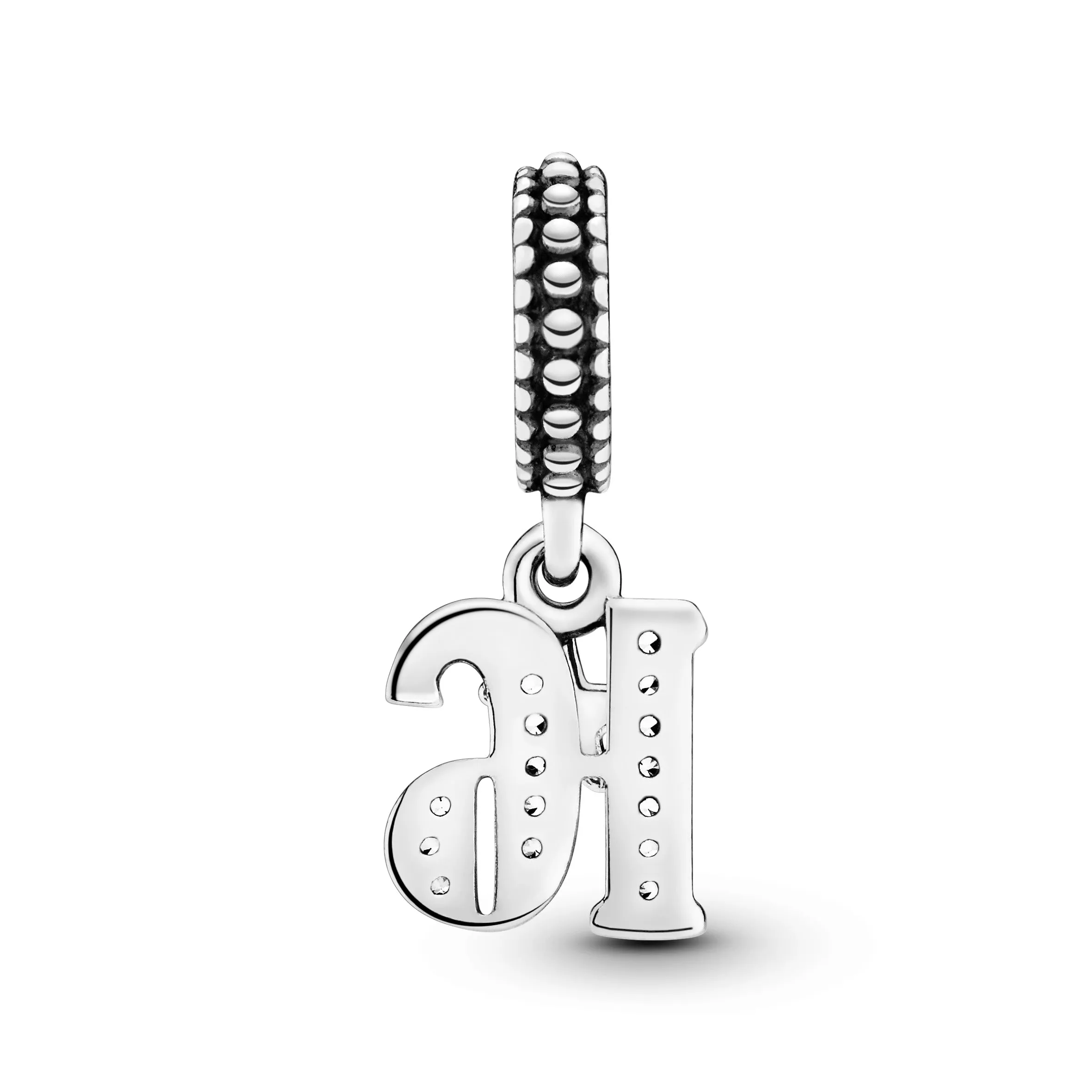 16 silver dangle with clear cubic zirconia