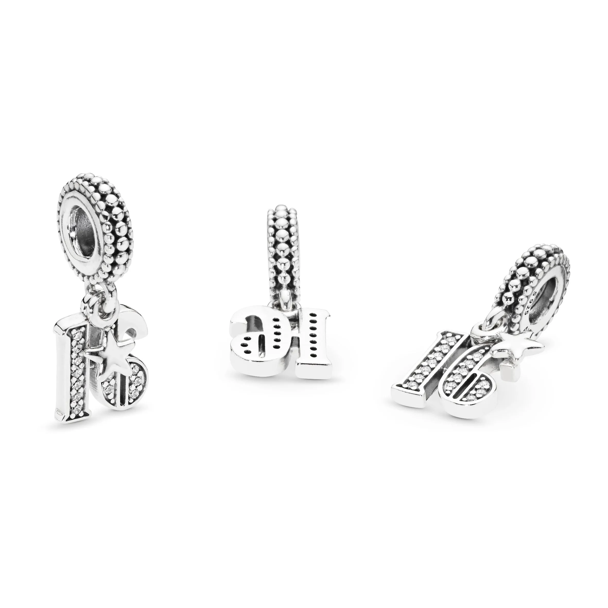 16 silver dangle with clear cubic zirconia