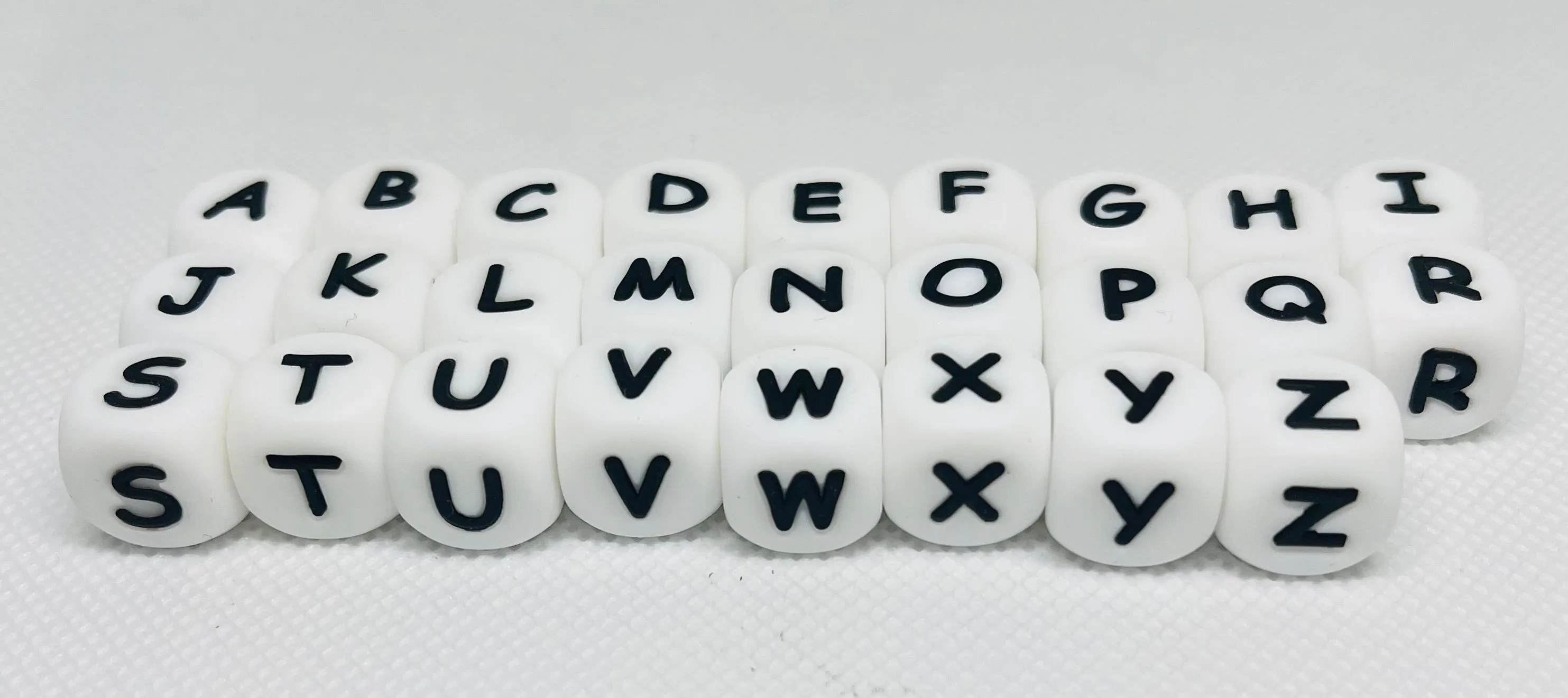 16mm Silicone Letter Bead / Black and White / Pen Beading / Wristlet Beading