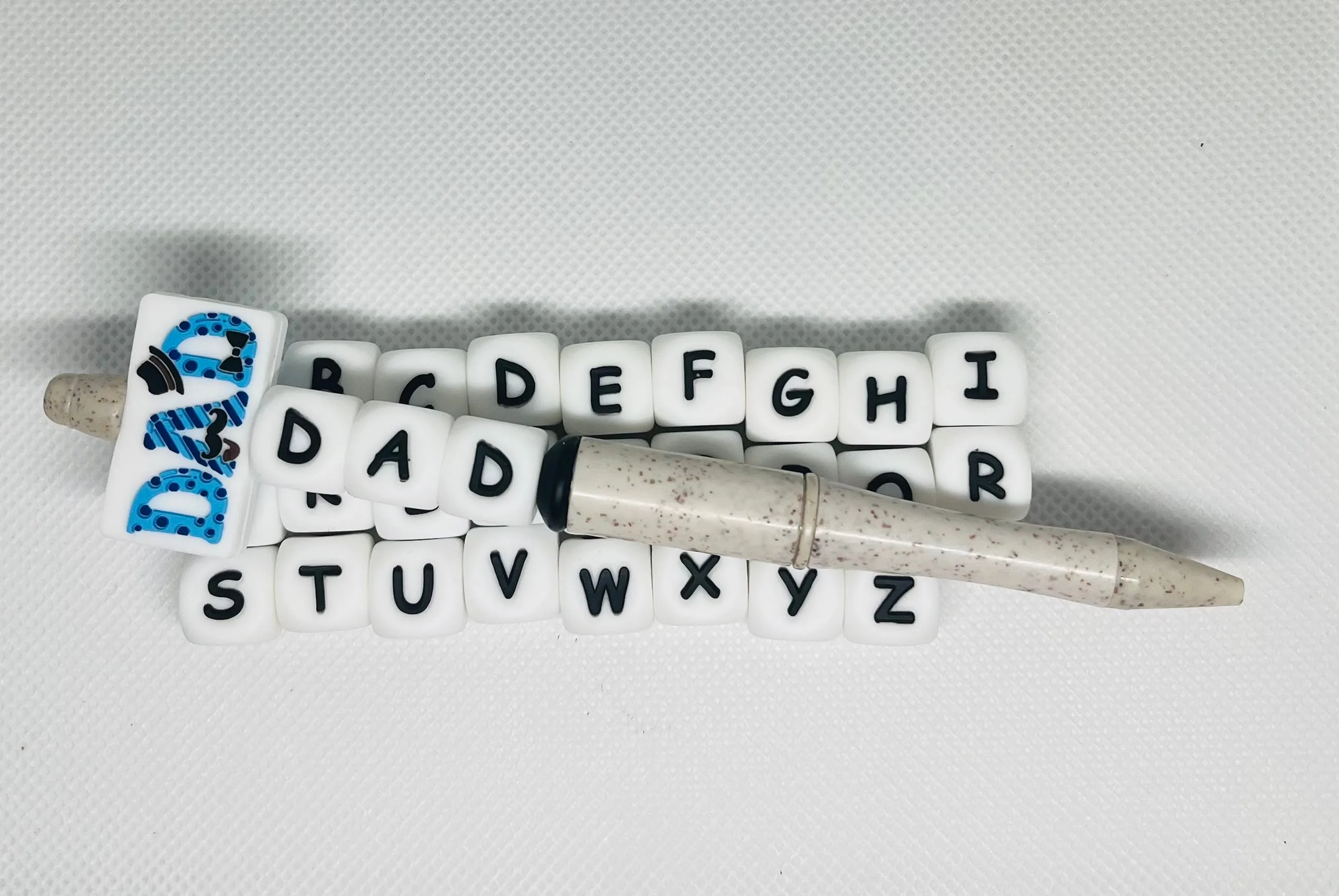 16mm Silicone Letter Bead / Black and White / Pen Beading / Wristlet Beading