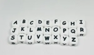 16mm Silicone Letter Bead / Black and White / Pen Beading / Wristlet Beading