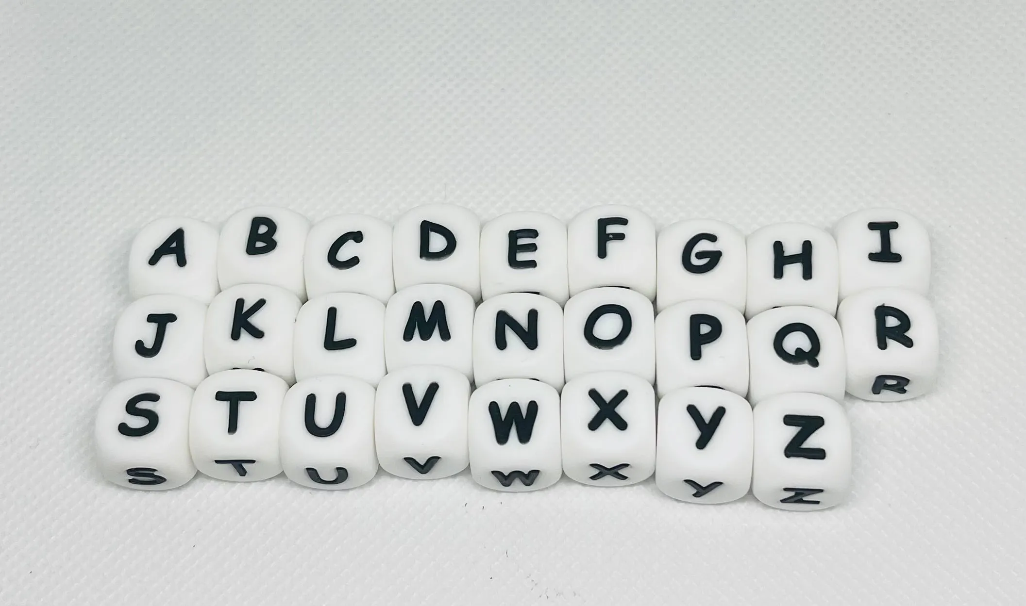 16mm Silicone Letter Bead / Black and White / Pen Beading / Wristlet Beading