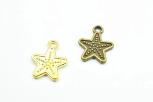 18 PCs Star Charm Bronze/Gold Charm Beads Alloy Metal Bracelets Pendant Size 15x12mm Jump Ring Size 1.5mm For Jewelry Making