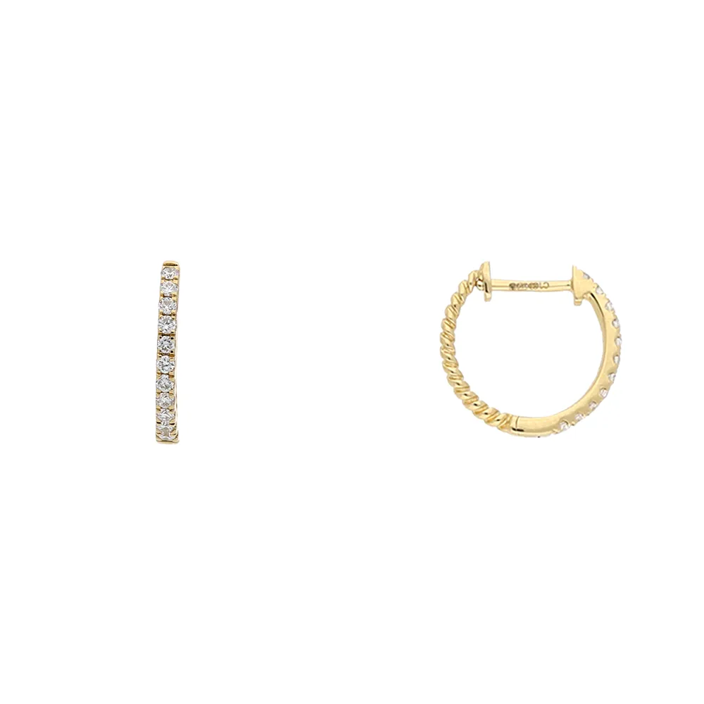 18ct Yellow Gold Half Twist Diamond Hoop Earrings
