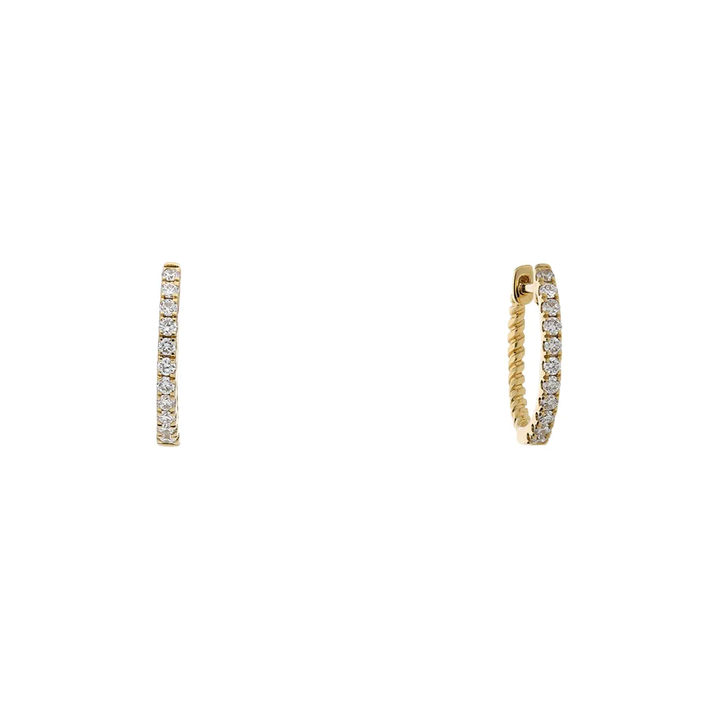 18ct Yellow Gold Half Twist Diamond Hoop Earrings