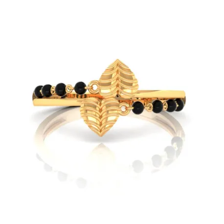 18k Elegant Gold Ring Enhanced With Two Intricately Crafted Leafy Hearts From The Mangalsultra Collection Of Pc Chandra Jewellers