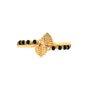 18k Elegant Gold Ring Enhanced With Two Intricately Crafted Leafy Hearts From The Mangalsultra Collection Of Pc Chandra Jewellers
