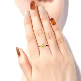18k Elegant Gold Ring Enhanced With Two Intricately Crafted Leafy Hearts From The Mangalsultra Collection Of Pc Chandra Jewellers