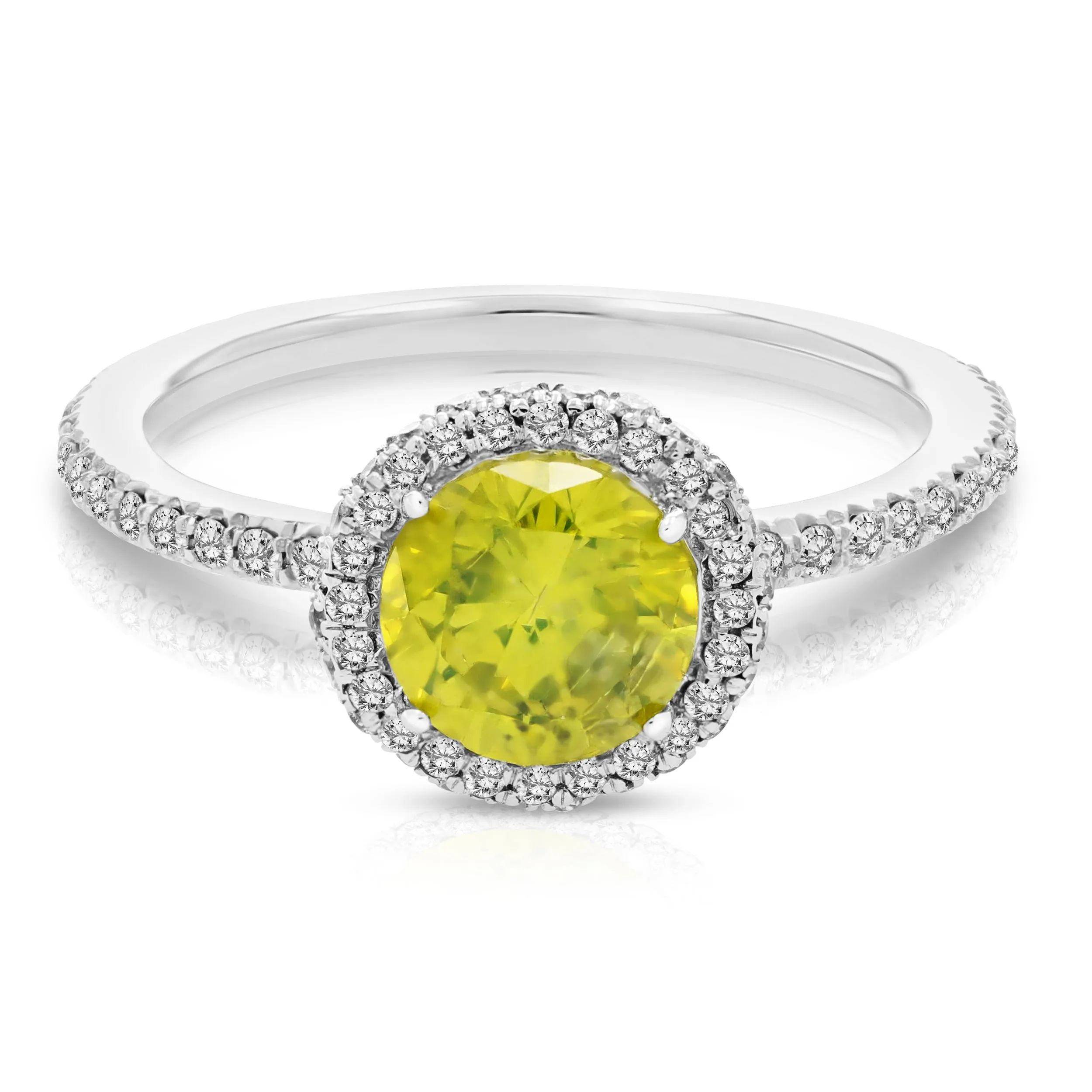 2 cttw Yellow Solitaire Diamond Engagement Rings in 14K White Gold