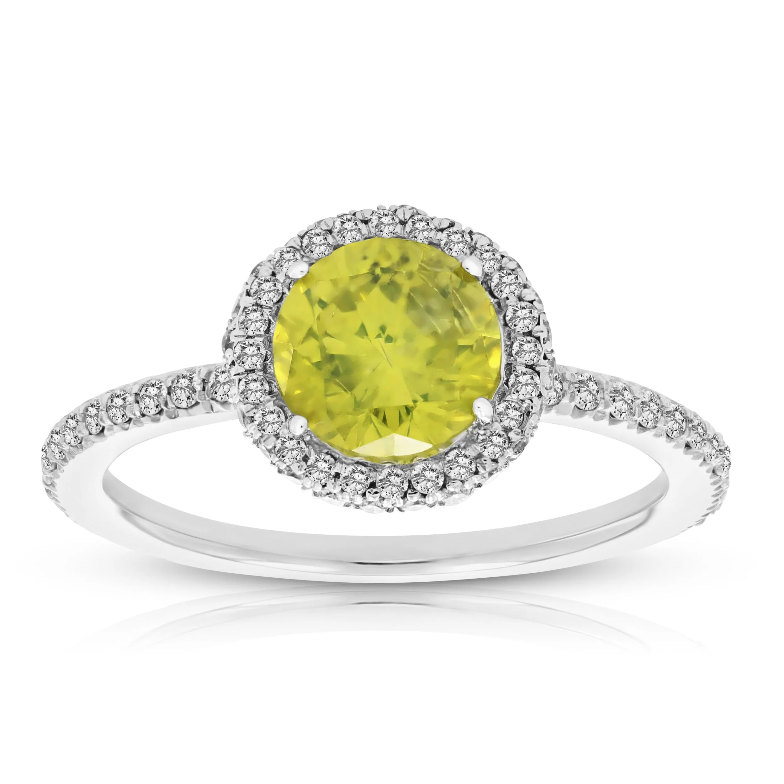 2 cttw Yellow Solitaire Diamond Engagement Rings in 14K White Gold