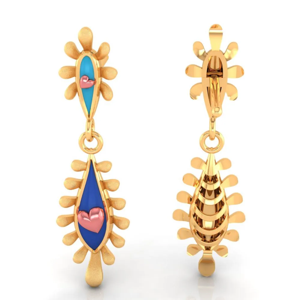22k Gold Earrings With Connected Water Droplet Design And Beautiful Detailing