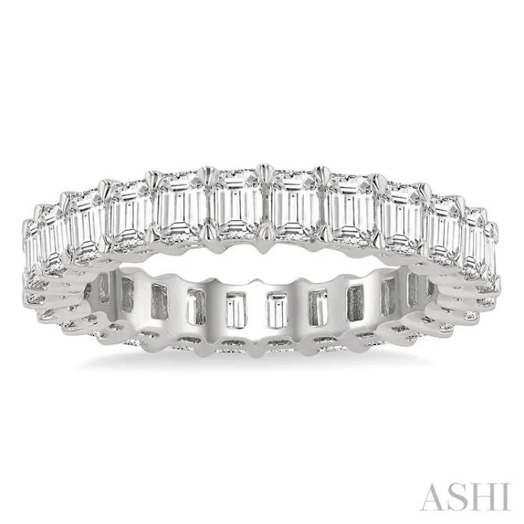 3 ctw Eternity Emerald Cut Diamond Wedding Band in 14K White Gold