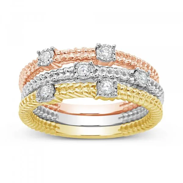 3-Piece Fashion Diamond Bands .10 CTW Round Cut 10K White Gold
