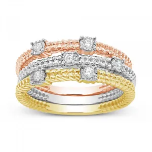 3-Piece Fashion Diamond Bands .10 CTW Round Cut 10K White Gold