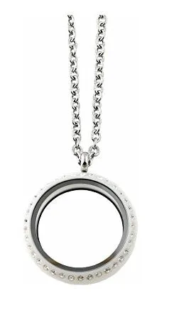 30mm White Acrylic Screw Top Floating Charm Locket Necklace