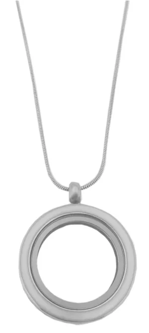 30MM White Enamel Floating Charm Locket Necklace