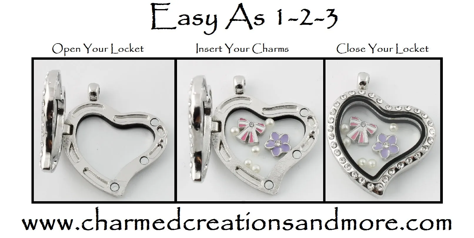 30MM White Enamel Floating Charm Locket Necklace