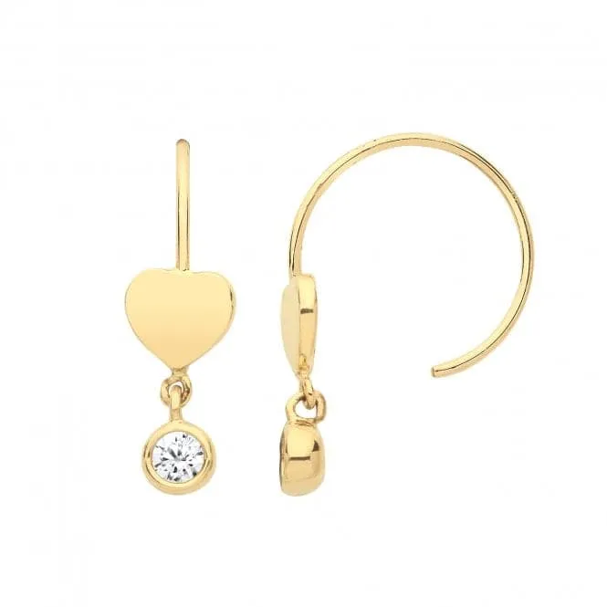 9ct Yellow Gold Drop Earrings with Zirconia Flare ES1626