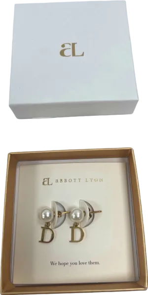Abbott Lyon White/Gold Pearl 'D' Initial Earrings