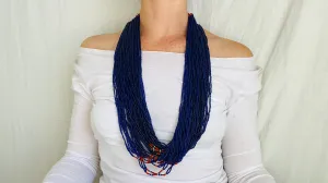 Antique Naga 73 Strand Blue Multi-strand Necklace Collectible. Blue. Naga