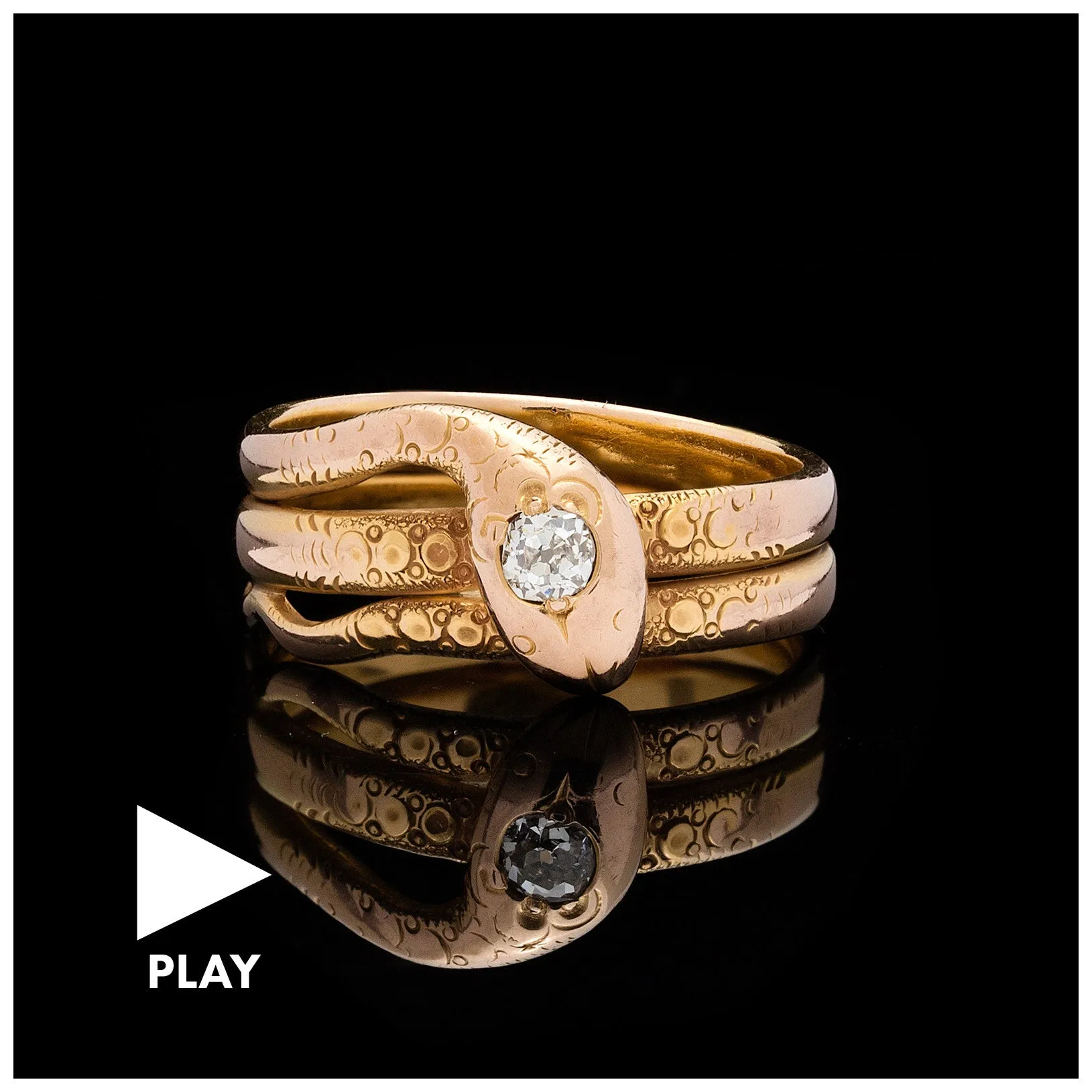 Antique Victorian Old Mine Diamond Snake Ring