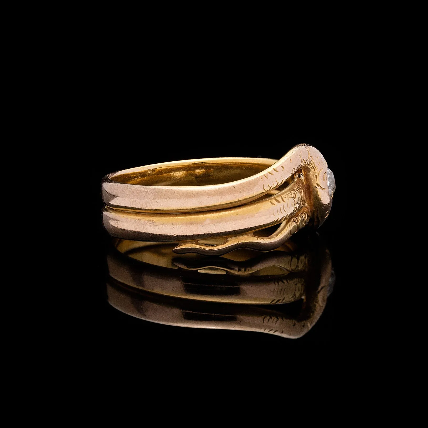 Antique Victorian Old Mine Diamond Snake Ring