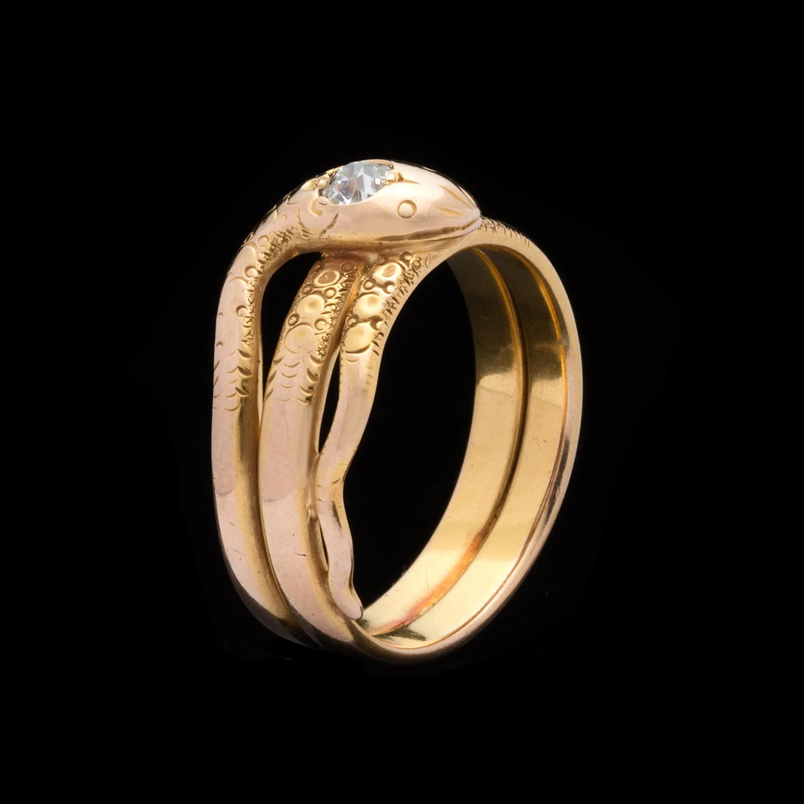 Antique Victorian Old Mine Diamond Snake Ring